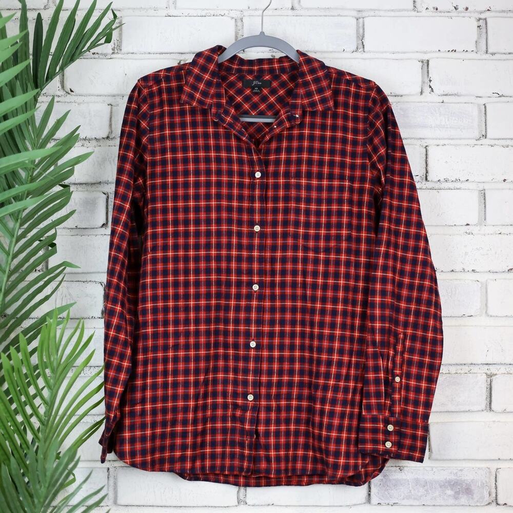 J. Crew Red and Black Plaid Button-Down Shirt